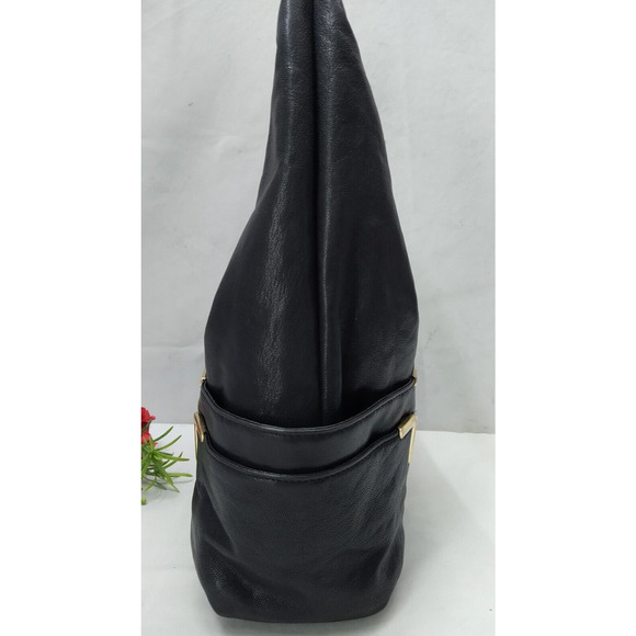 Michael Kors Black Leather Pockets Zipper Closure Hobo Shoulder Bag - Picture 4 of 16